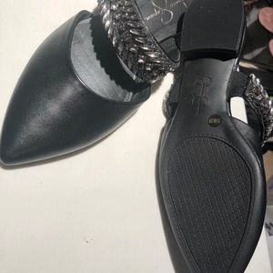 Jessica Simpson Black Leather Slides Suze 8.5